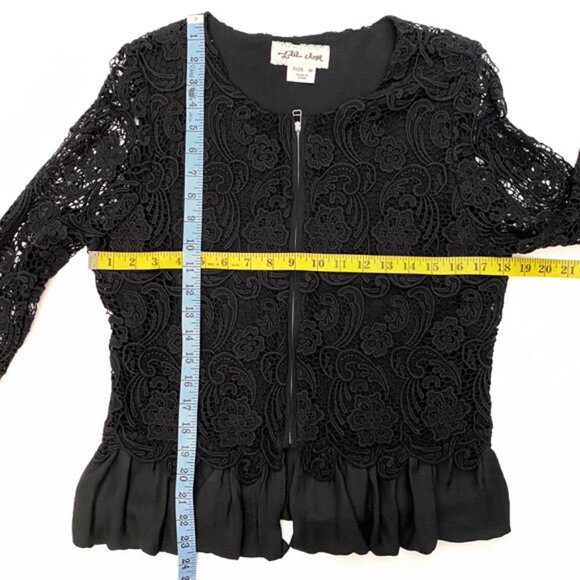NWOT Anthropologie Black Lace Zippered Peplum Jacket Size M - Picture 12 of 12